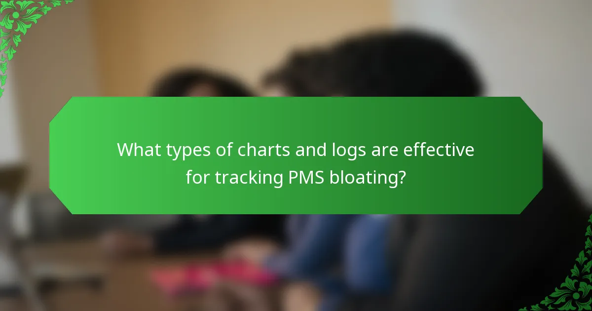 What types of charts and logs are effective for tracking PMS bloating?
